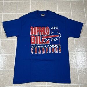 Vintage Trench Buffalo Bills 1990 AFC Championship Tshirt Size XL Football NFL